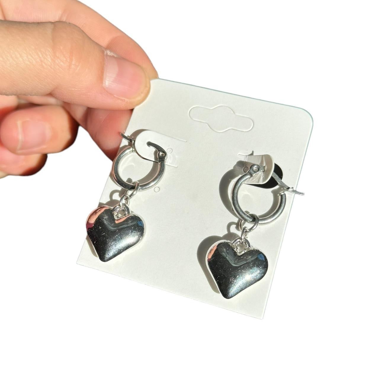 Silver Heart Hoop Earrings