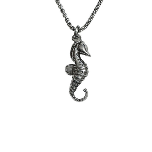 silver seahorse necklace