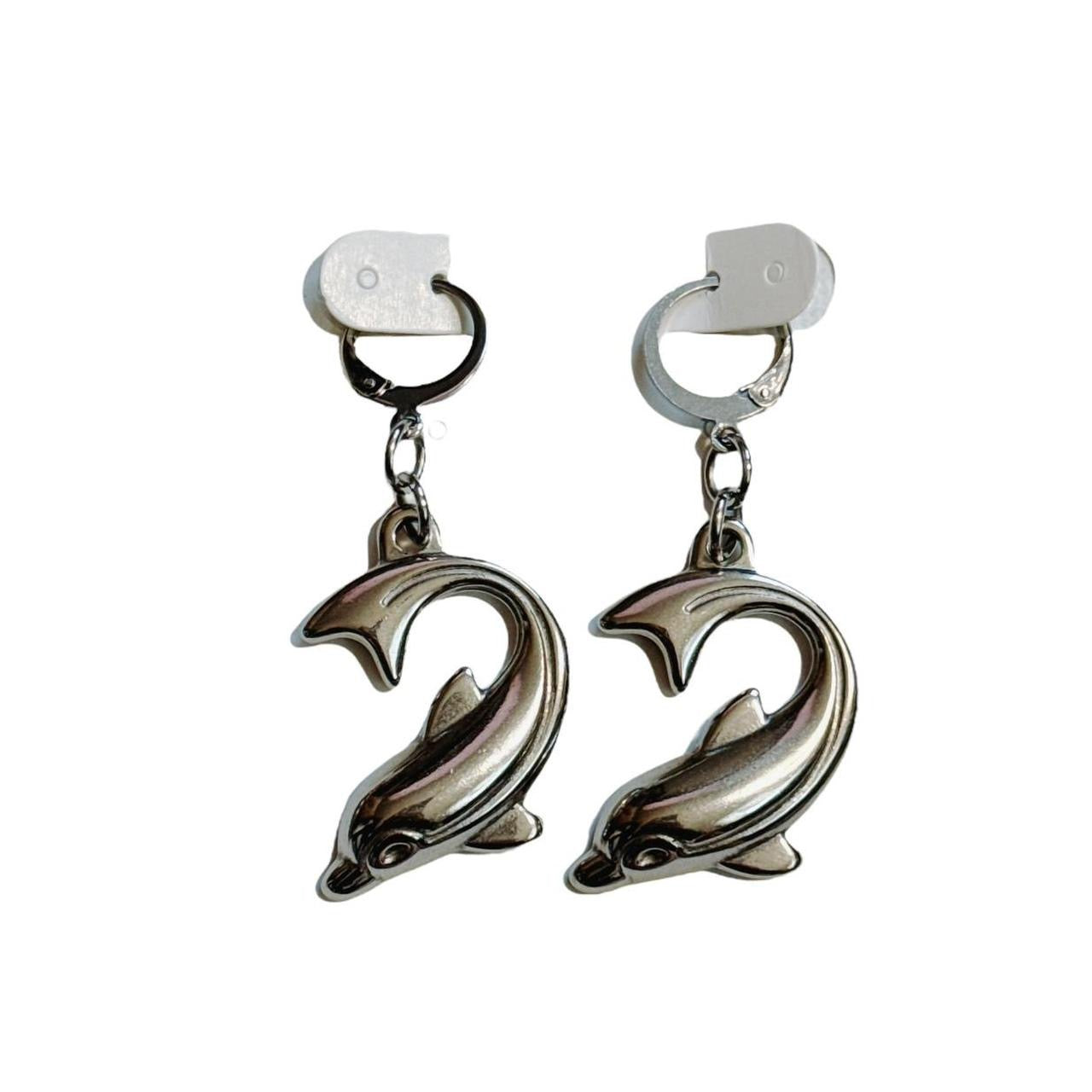 silver dolphin earrings