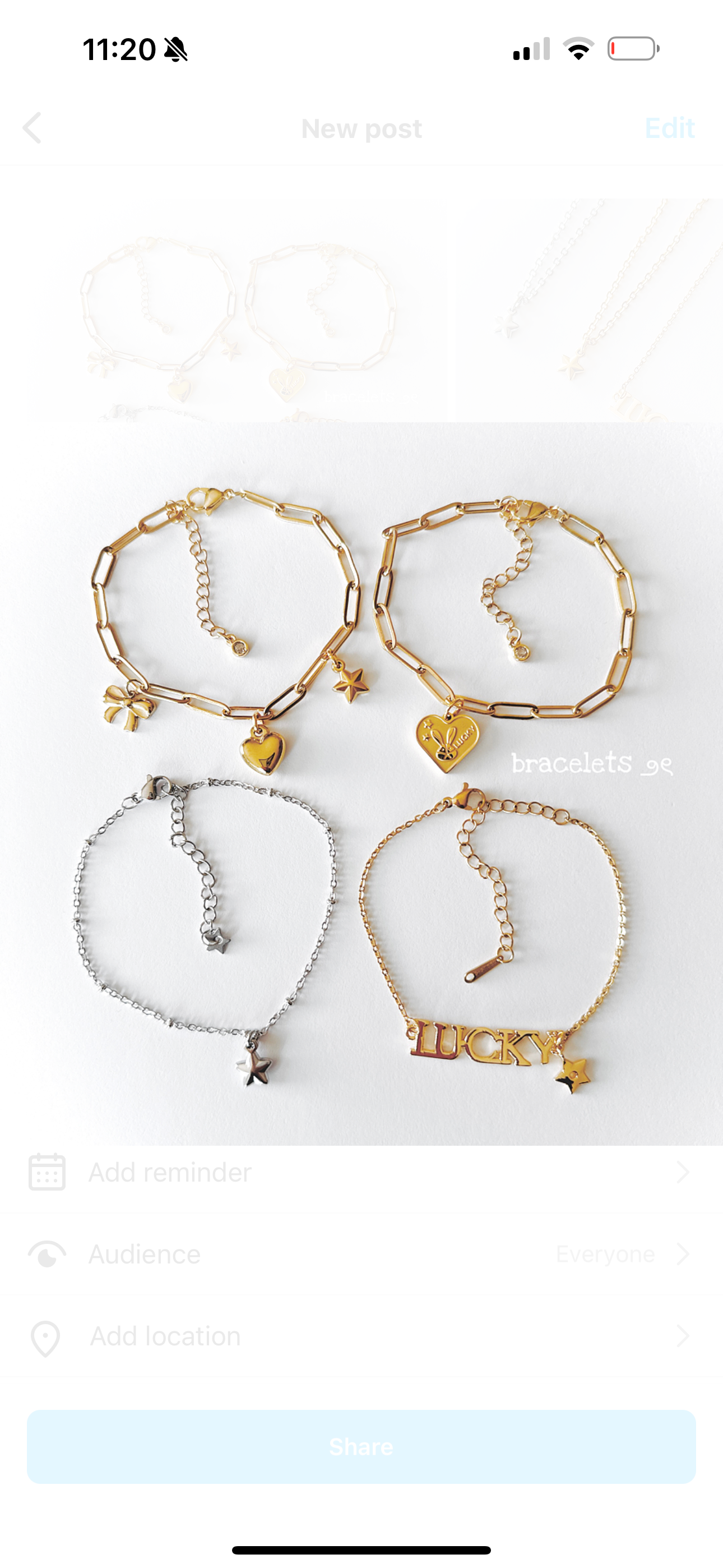 Gold Lucky Bunny Heart Bracelet