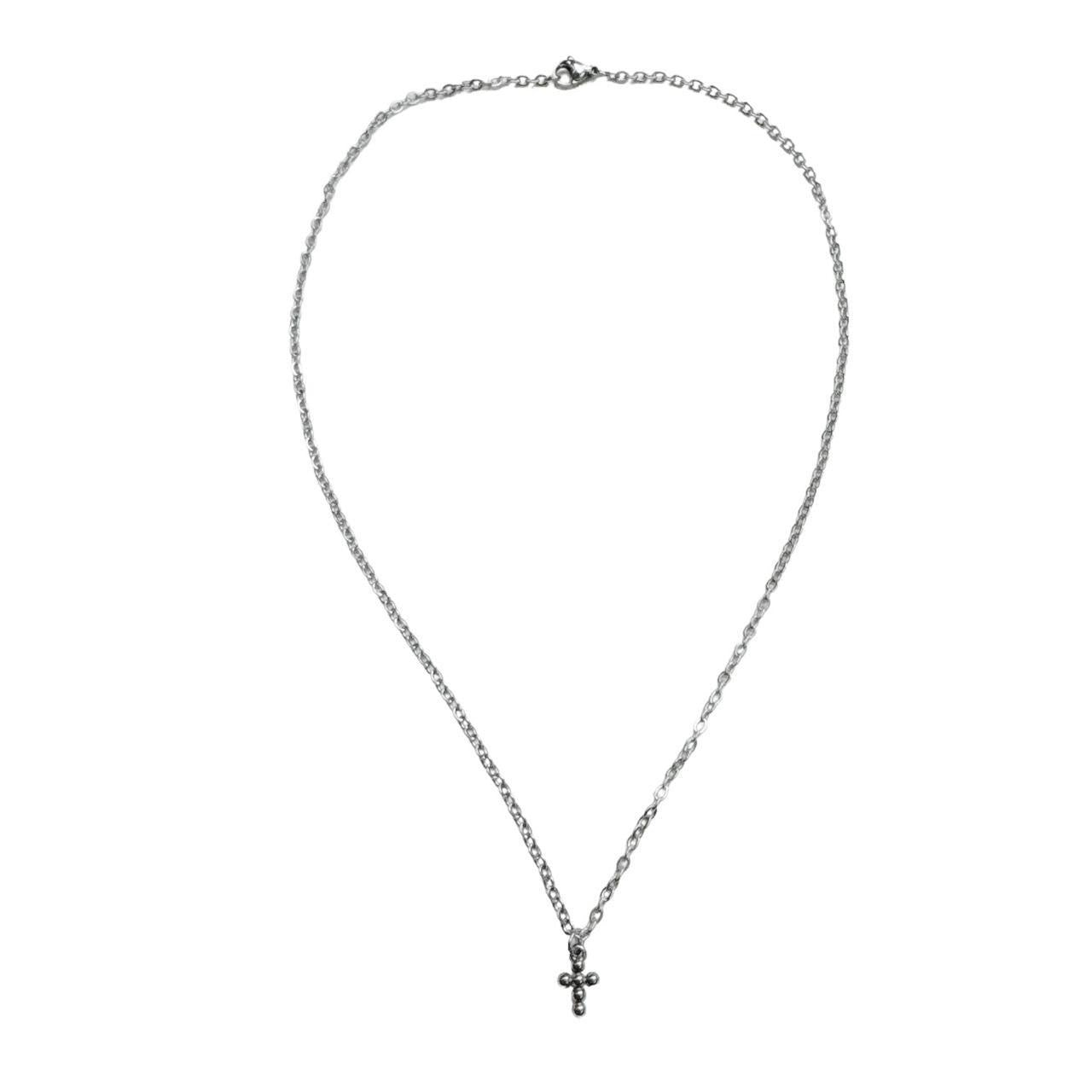 Silver Bubble Cross Necklace