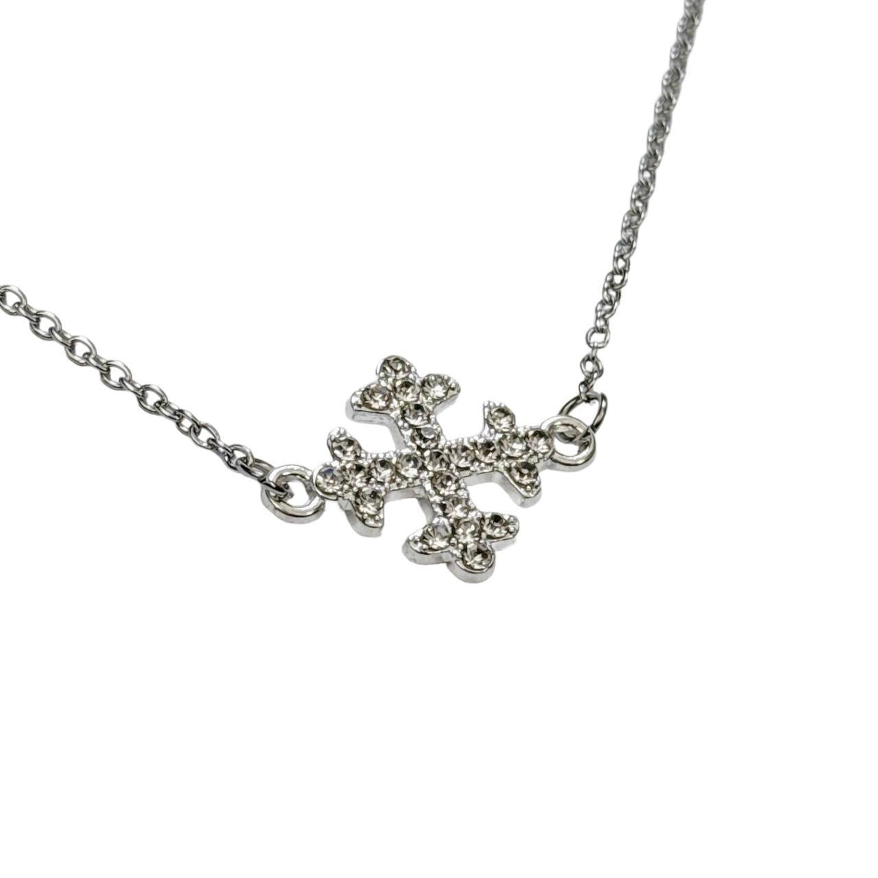 Silver Rhinestone Cross Necklace