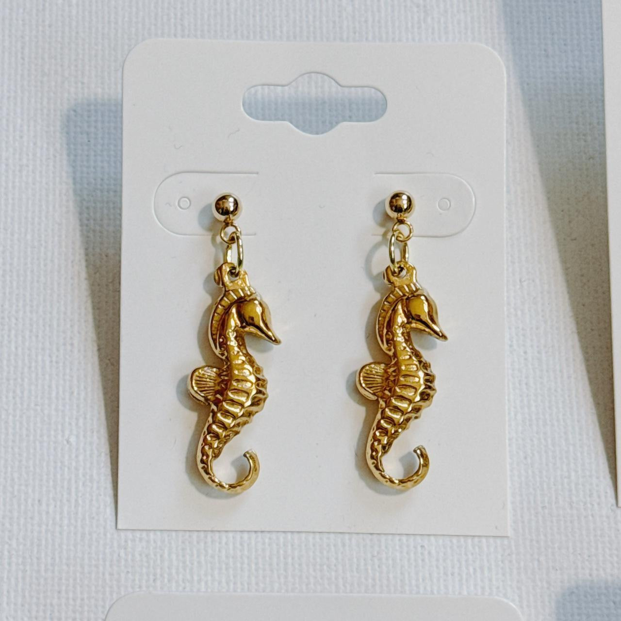 gold seahorse earrings