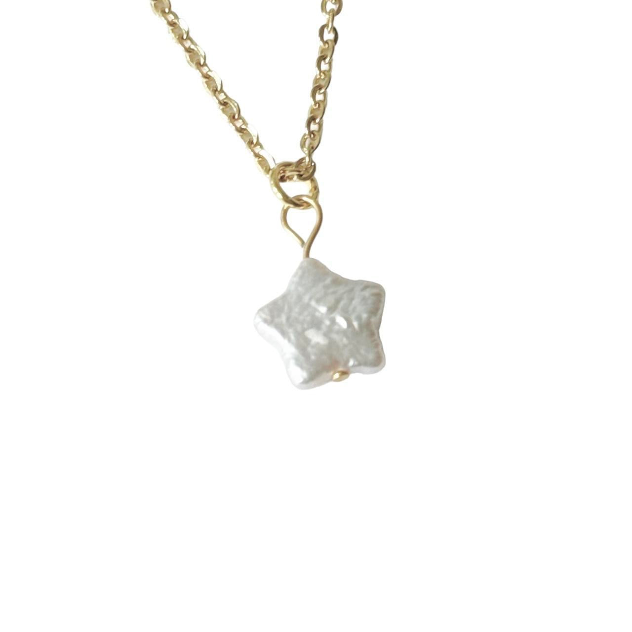 Gold Pearl Star Necklace