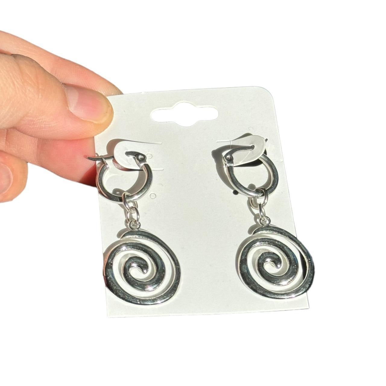 Silver Spiral Hoop Earrings