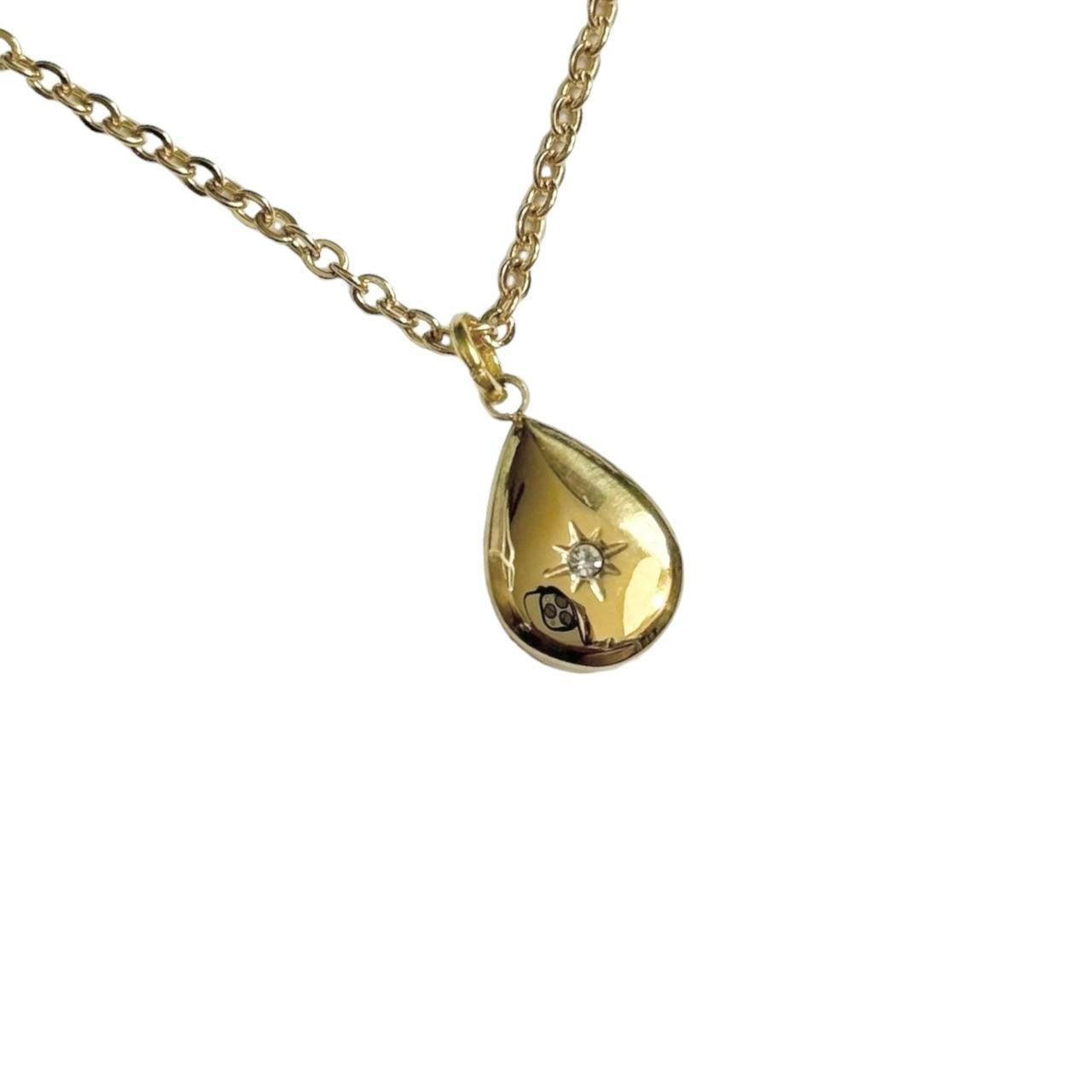 Gold Rhinestone Droplet Necklace