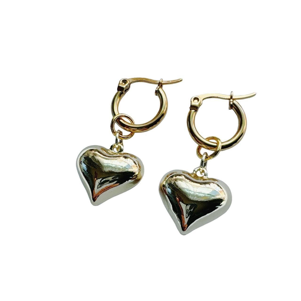 Gold Heart Hoop Earrings