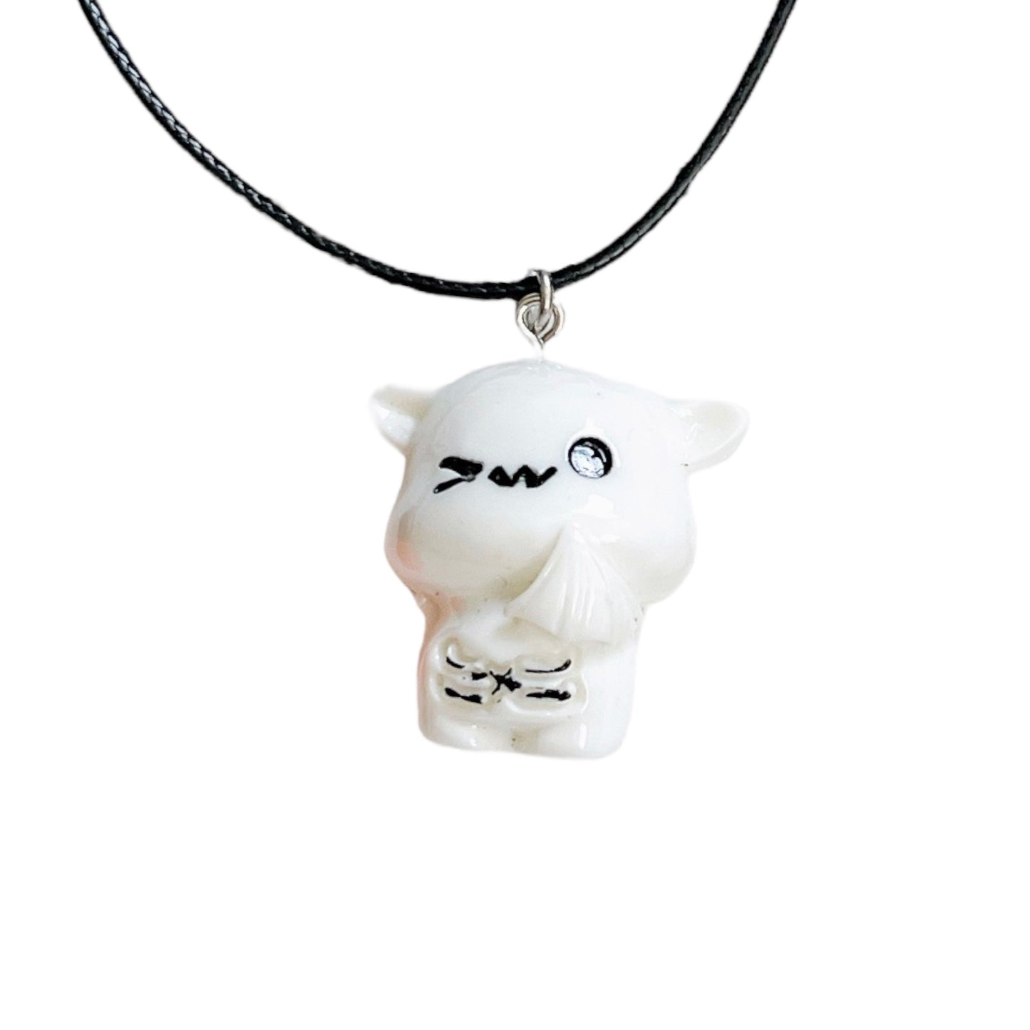 White Bat Cord Necklace