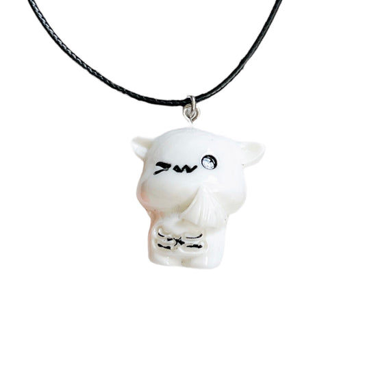 White Bat Cord Necklace