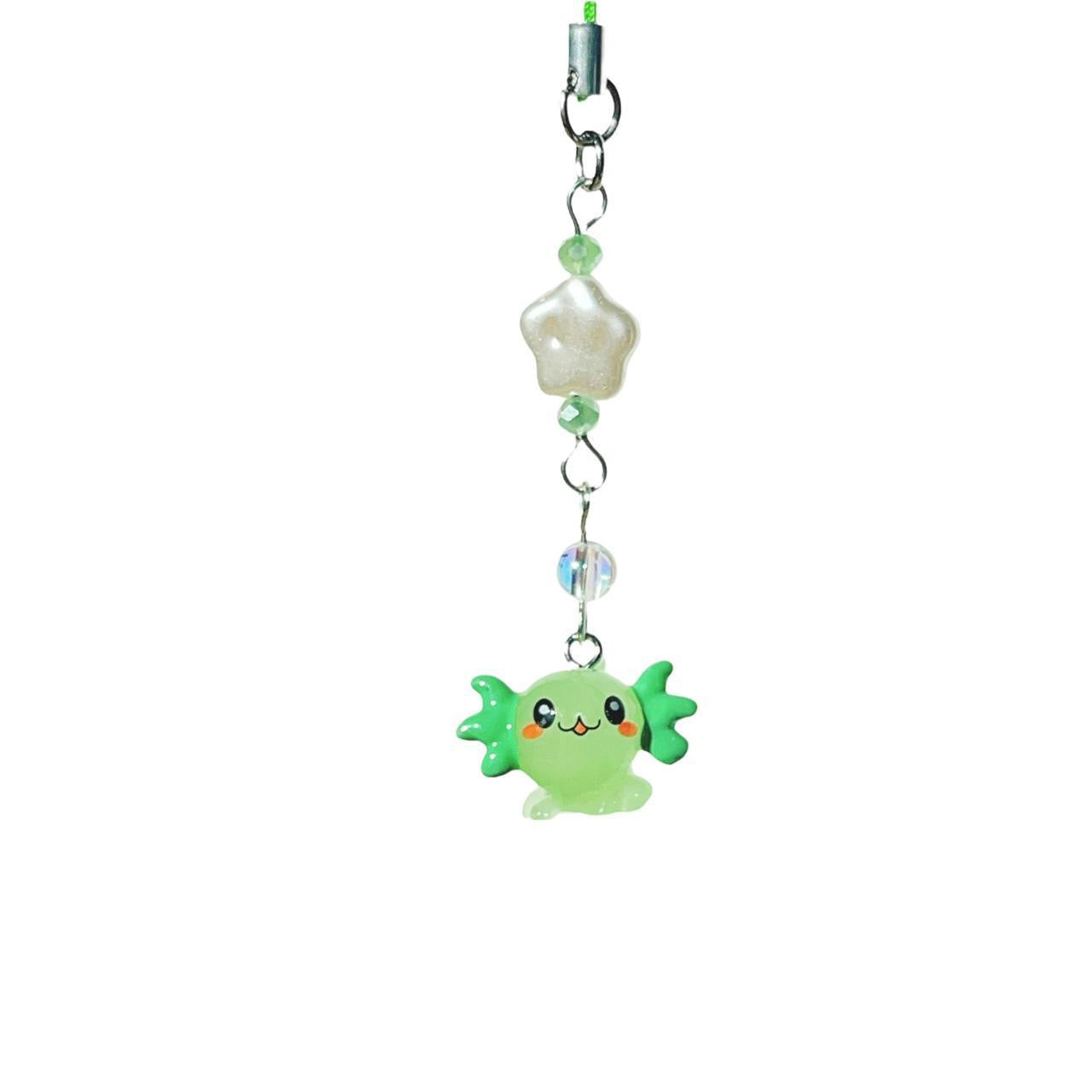 Green Axolotl Phone Charm