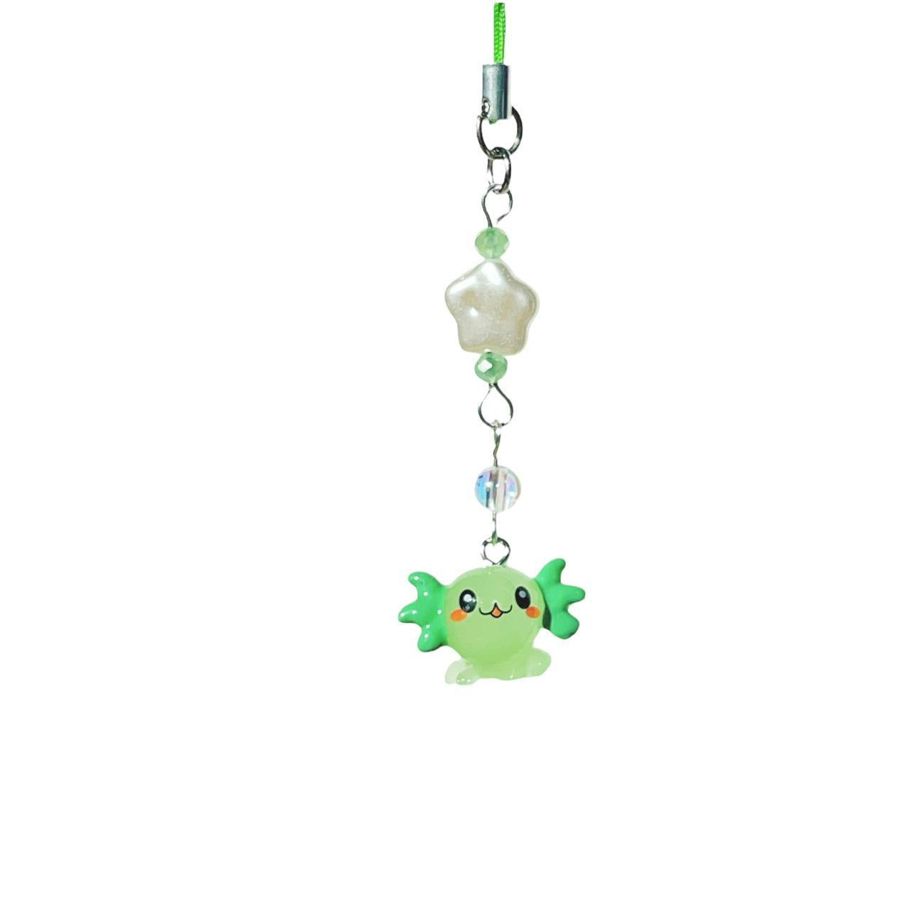 Green Axolotl Phone Charm