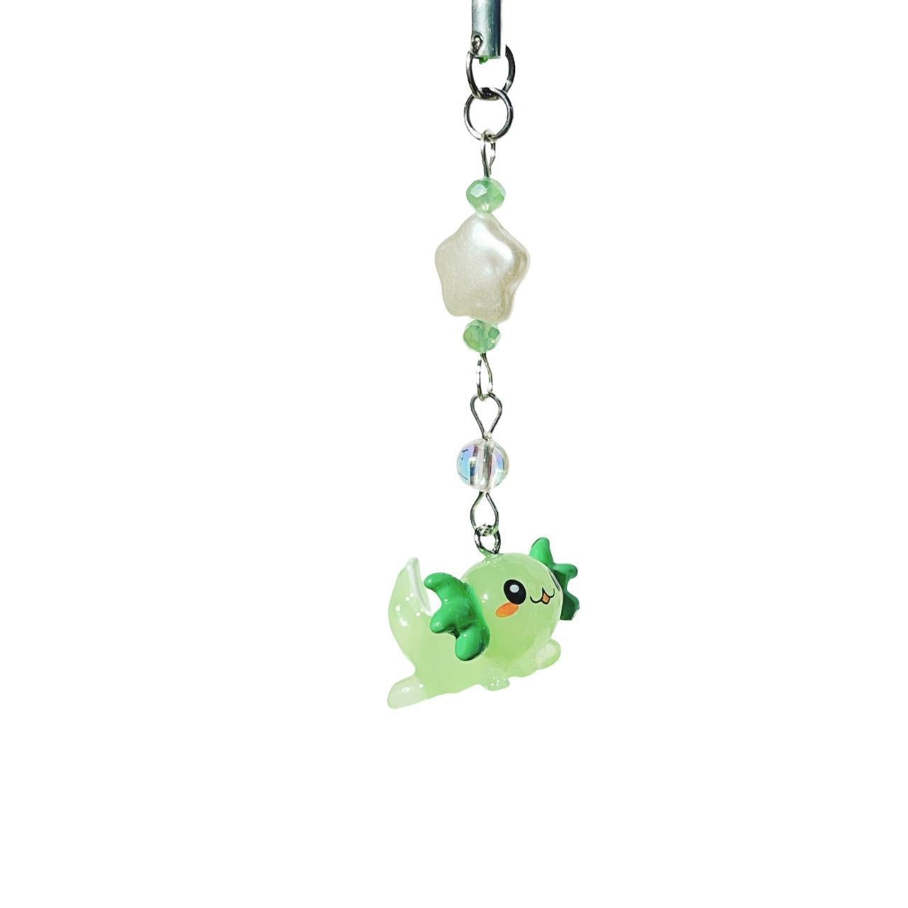 Green Axolotl Phone Charm