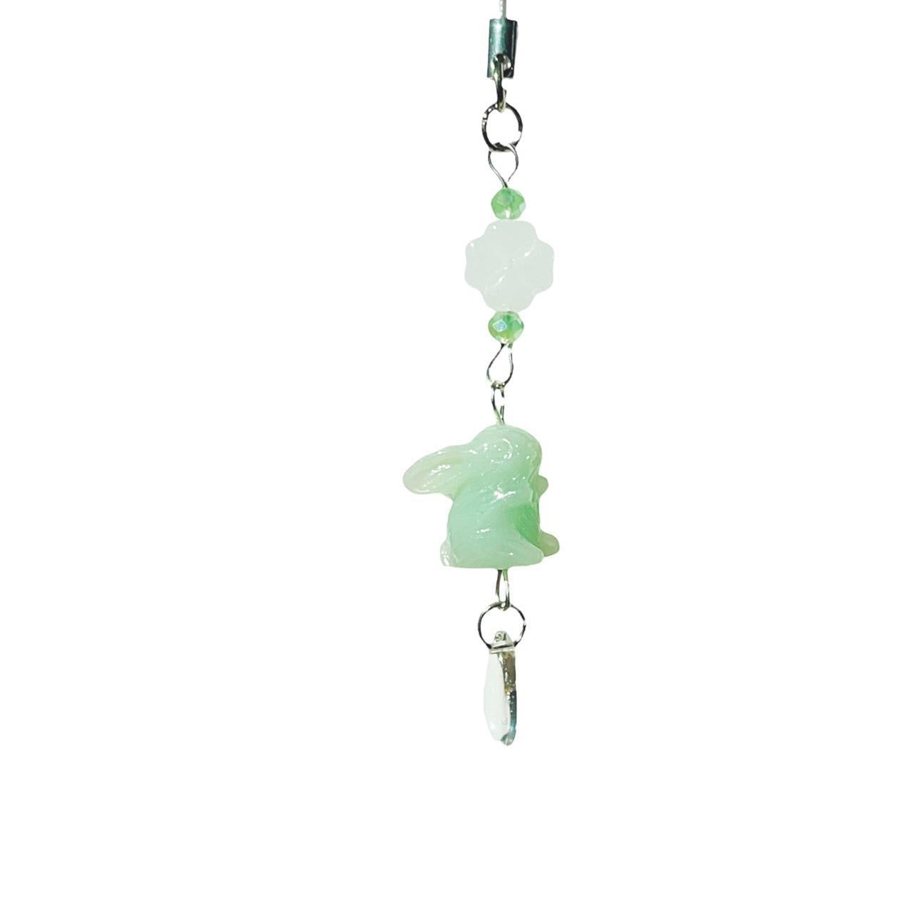 Green Lucky Bunny Phone Charm