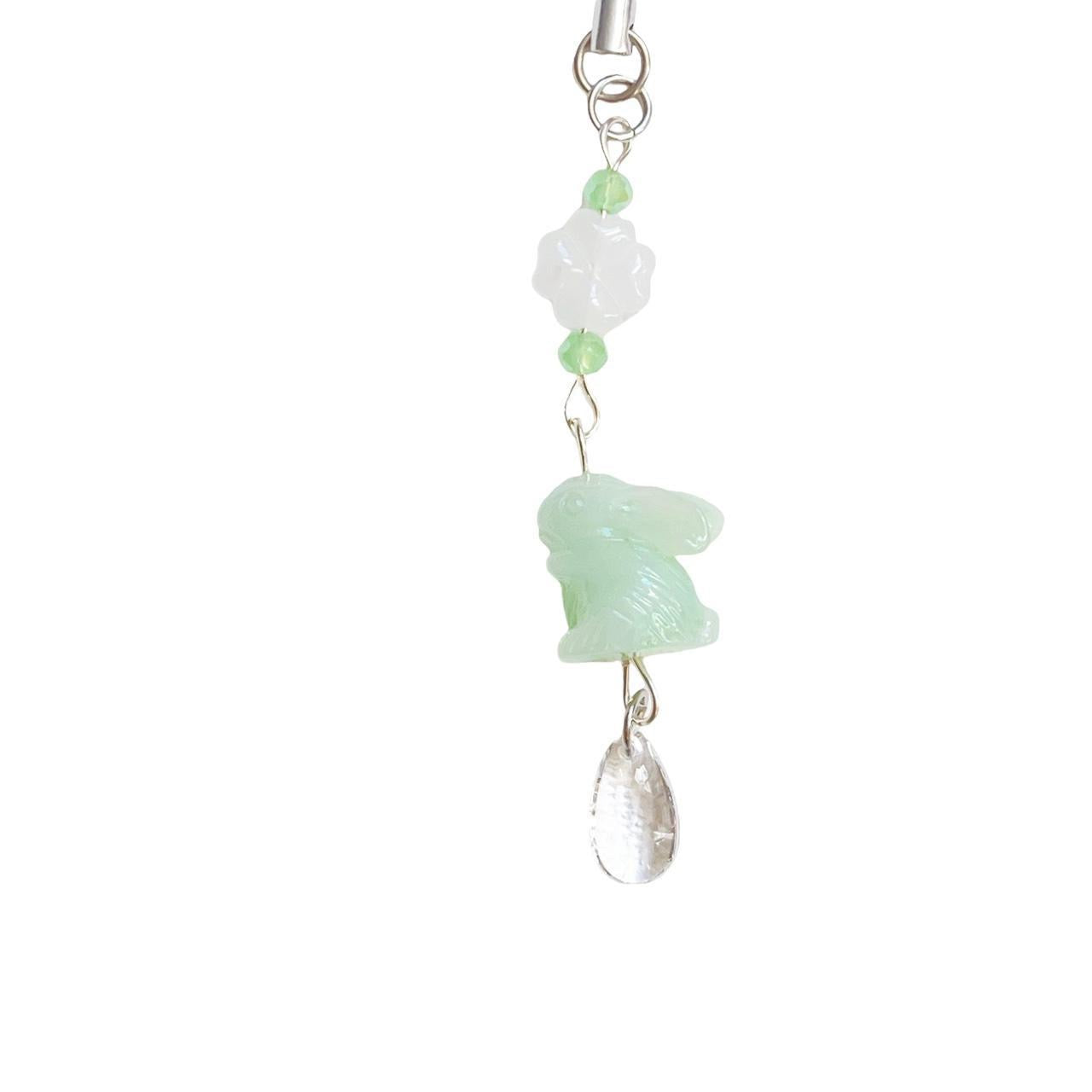 Green Lucky Bunny Phone Charm