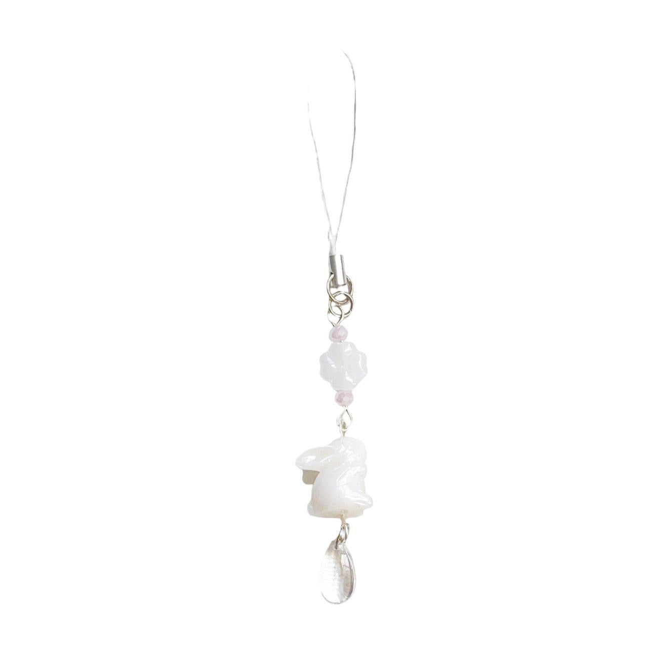 White Lucky Bunny Phone Charm