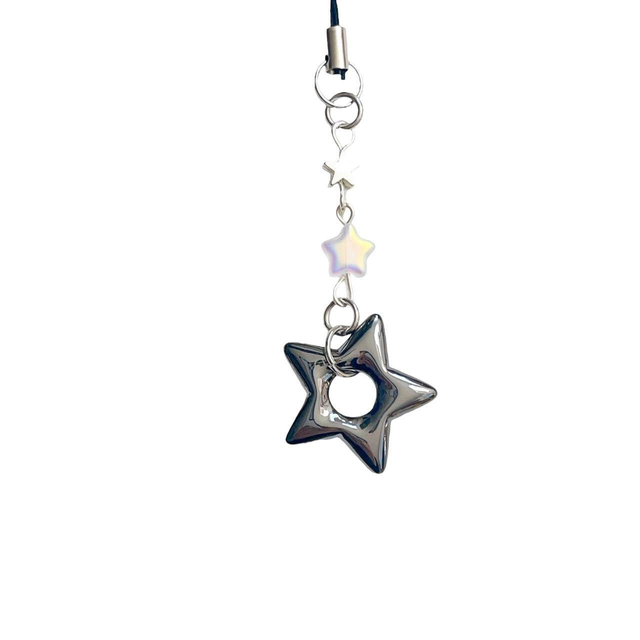 Black Puffy Star Phone Charm