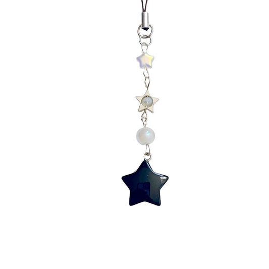 Black Glass Star Phone Charm