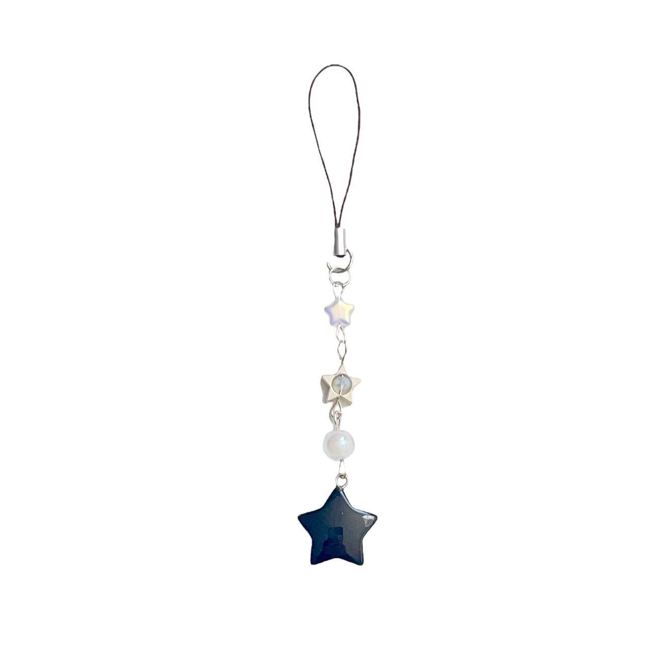 Black Glass Star Phone Charm