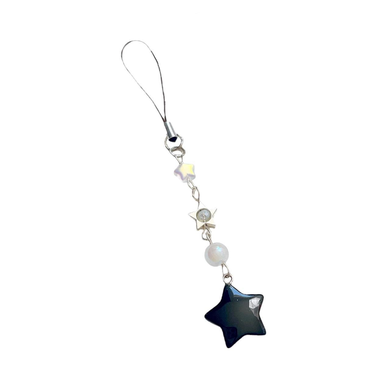 Black Glass Star Phone Charm