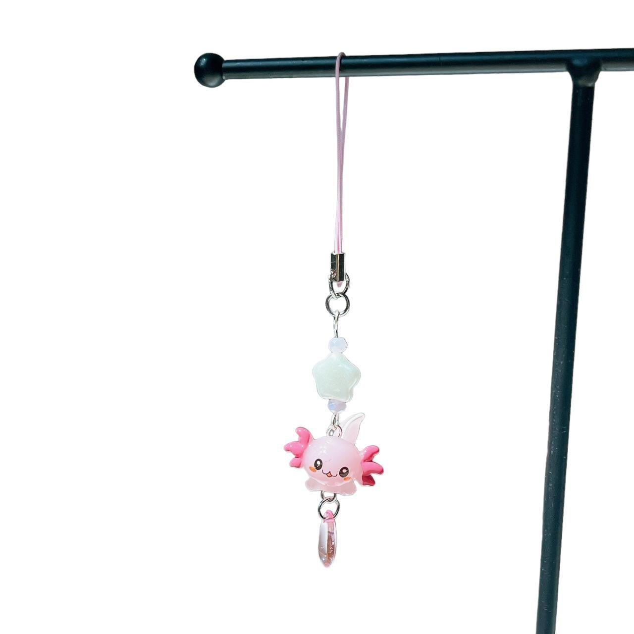 Pink Axolotl Phone Charm