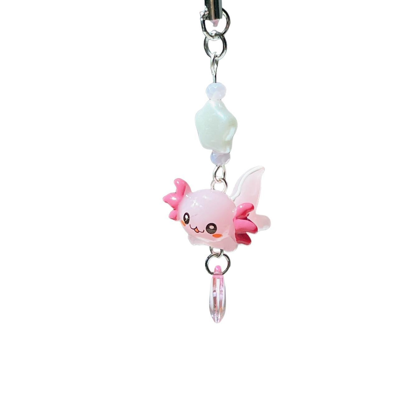 Pink Axolotl Phone Charm