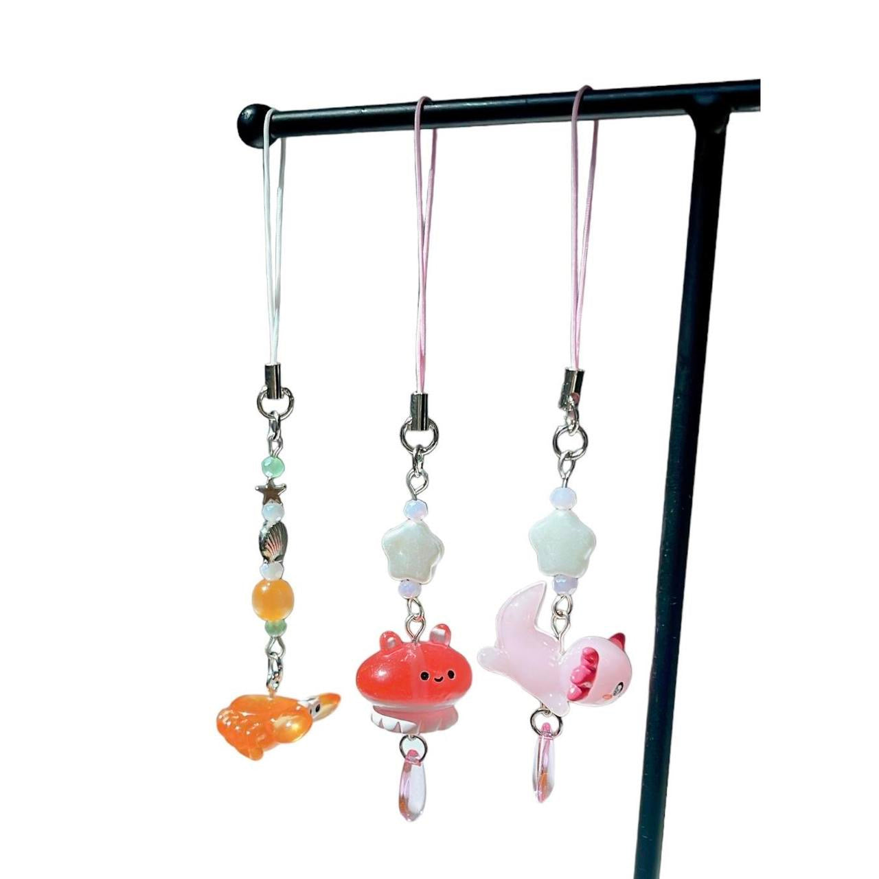 Pink Axolotl Phone Charm