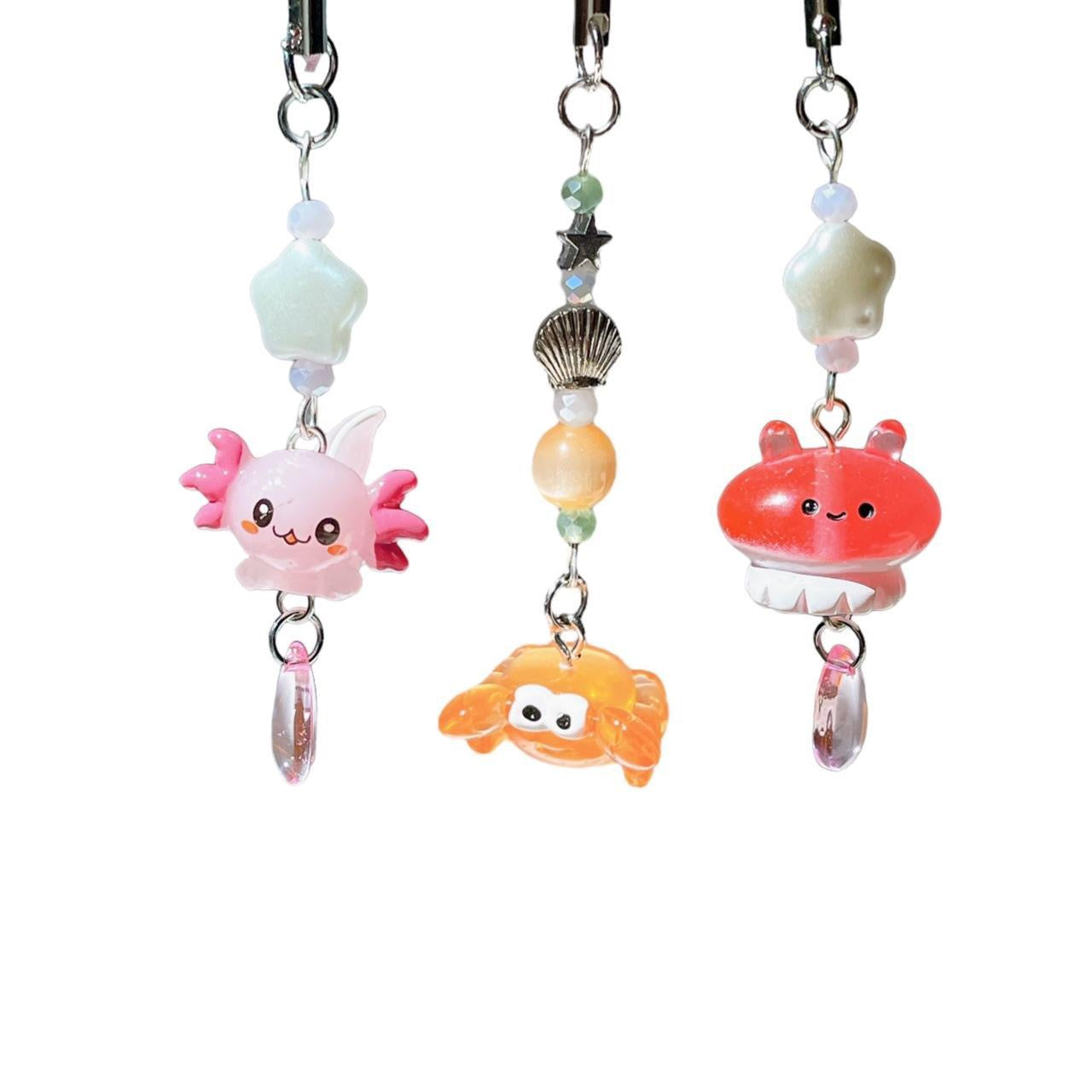 Pink Axolotl Phone Charm