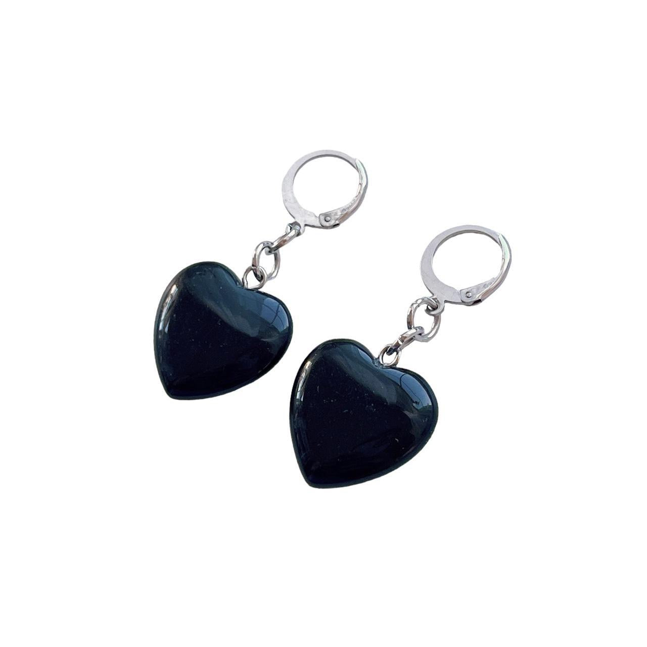 Black Heart Earrings