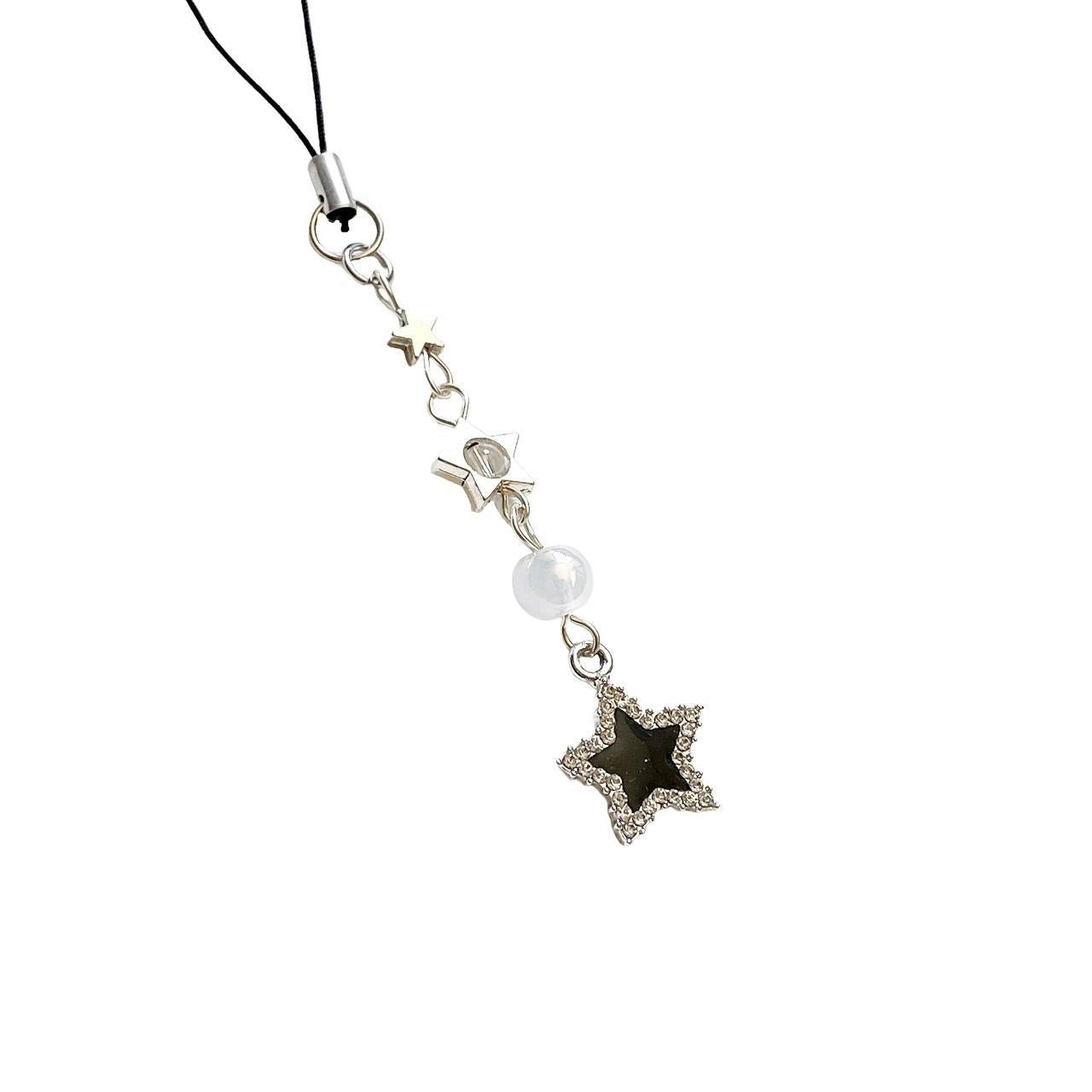 Black Rhinestone Star Phone Charm