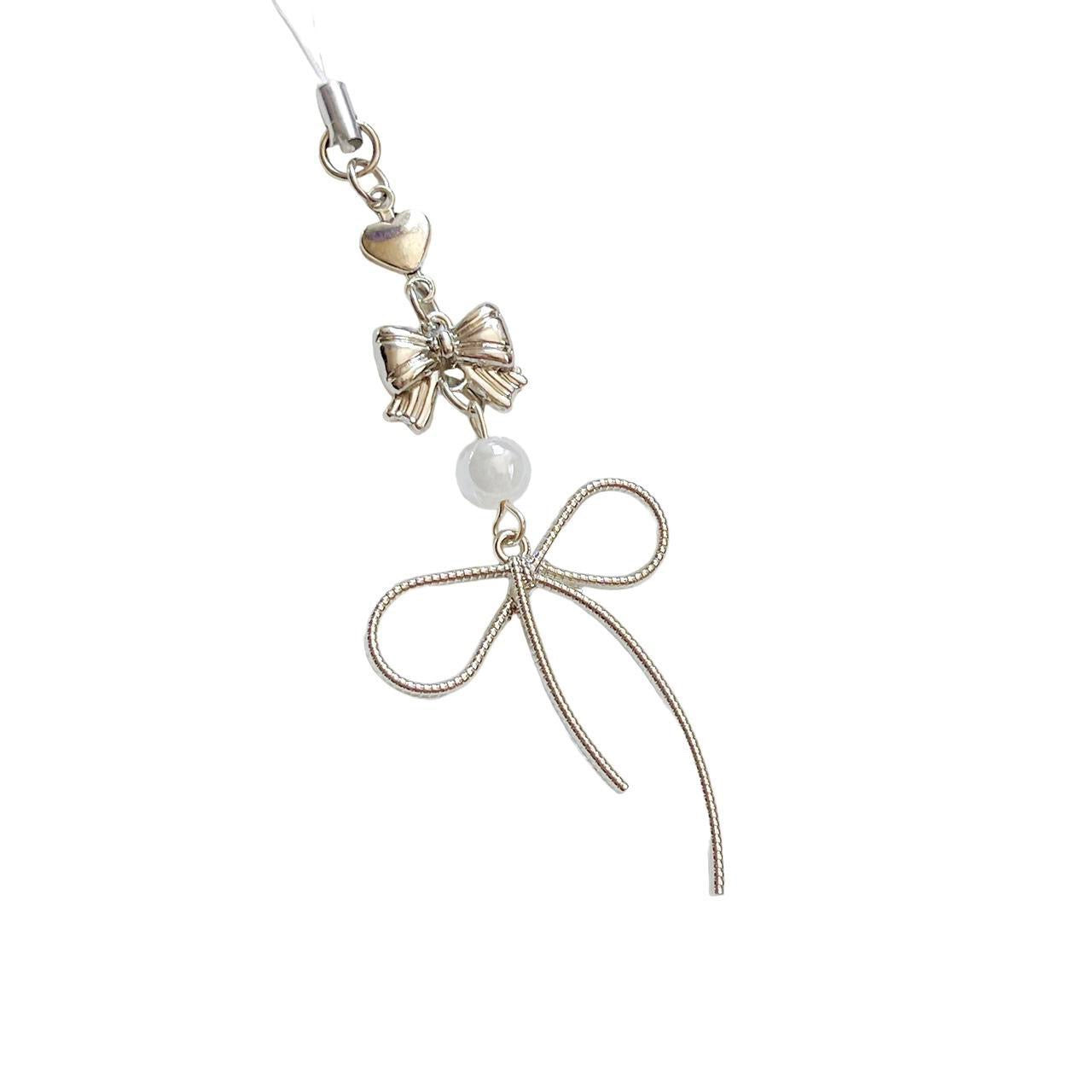 Silver Bow Phone Charm