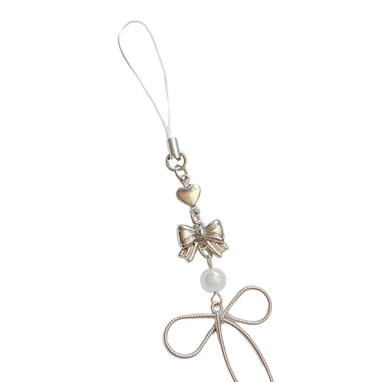 Silver Bow Phone Charm