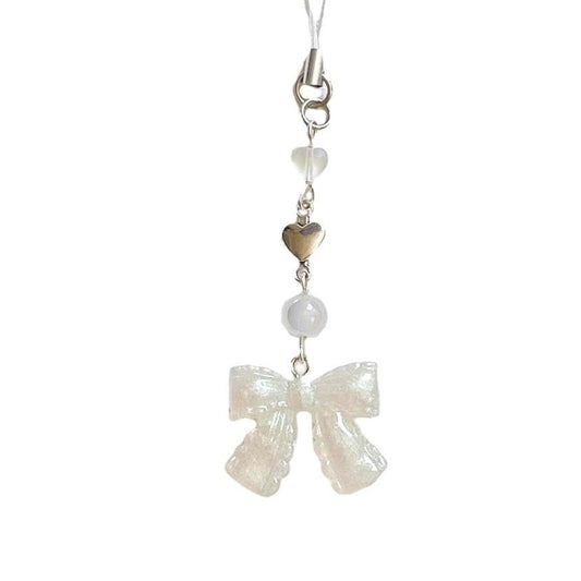 White Bow Phone Charm