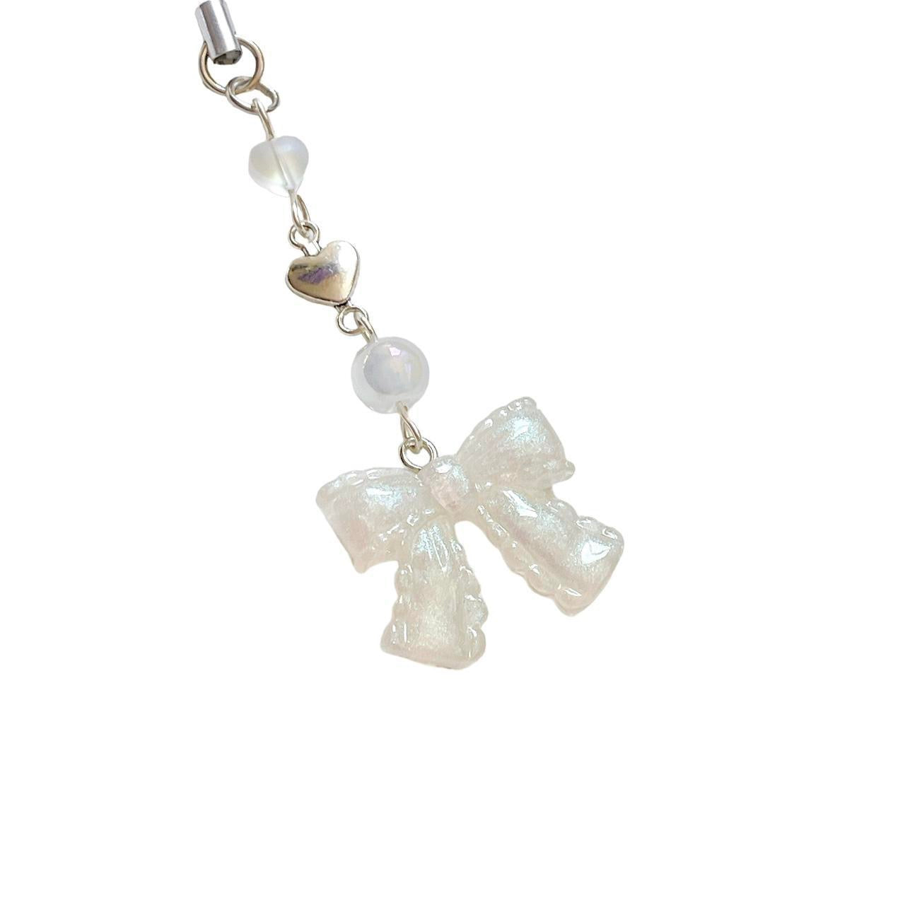 White Bow Phone Charm