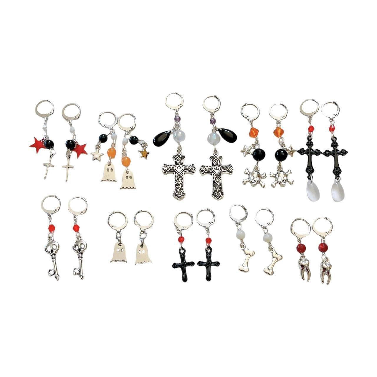 Black Dripping Cross Earrings