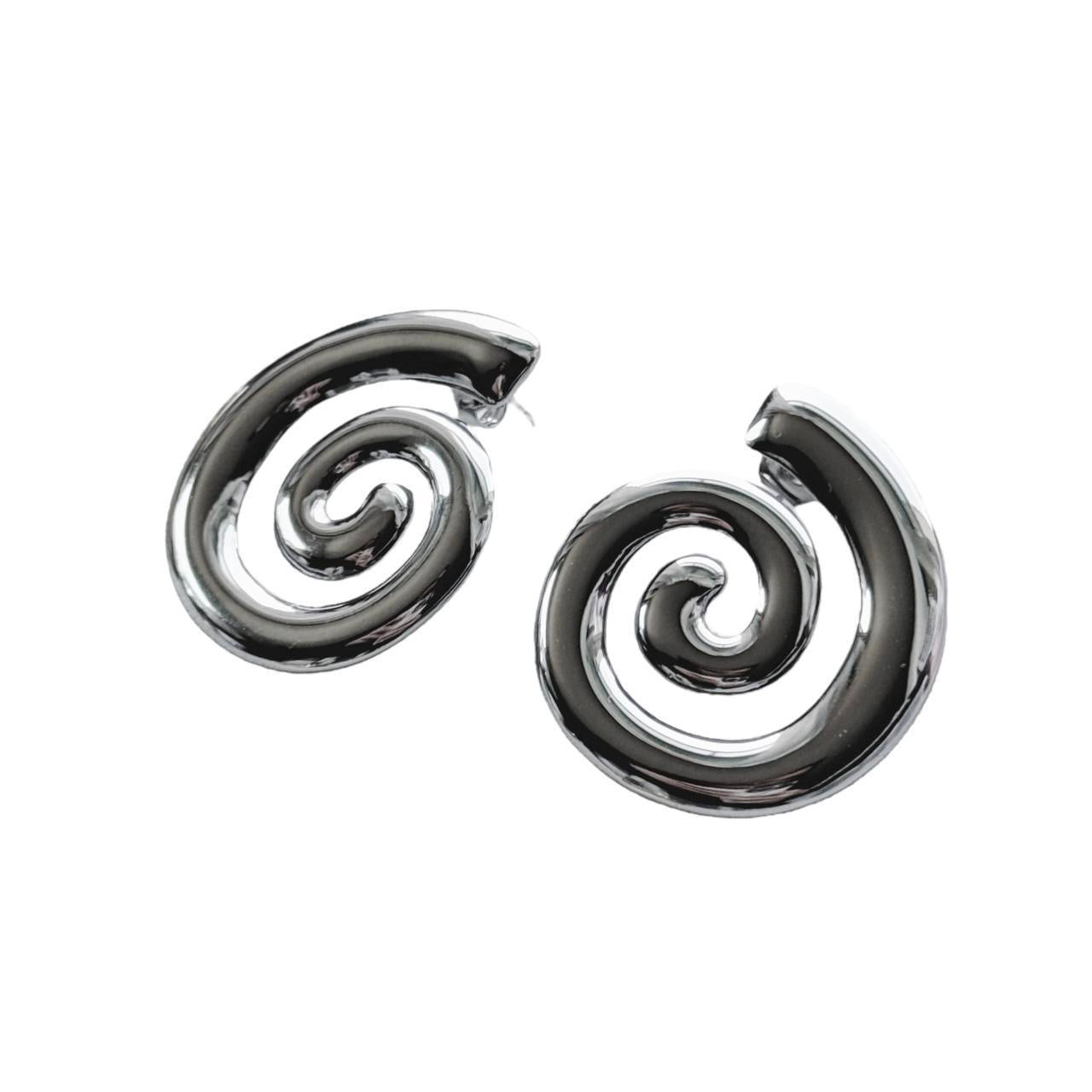 silver spiral earrings
