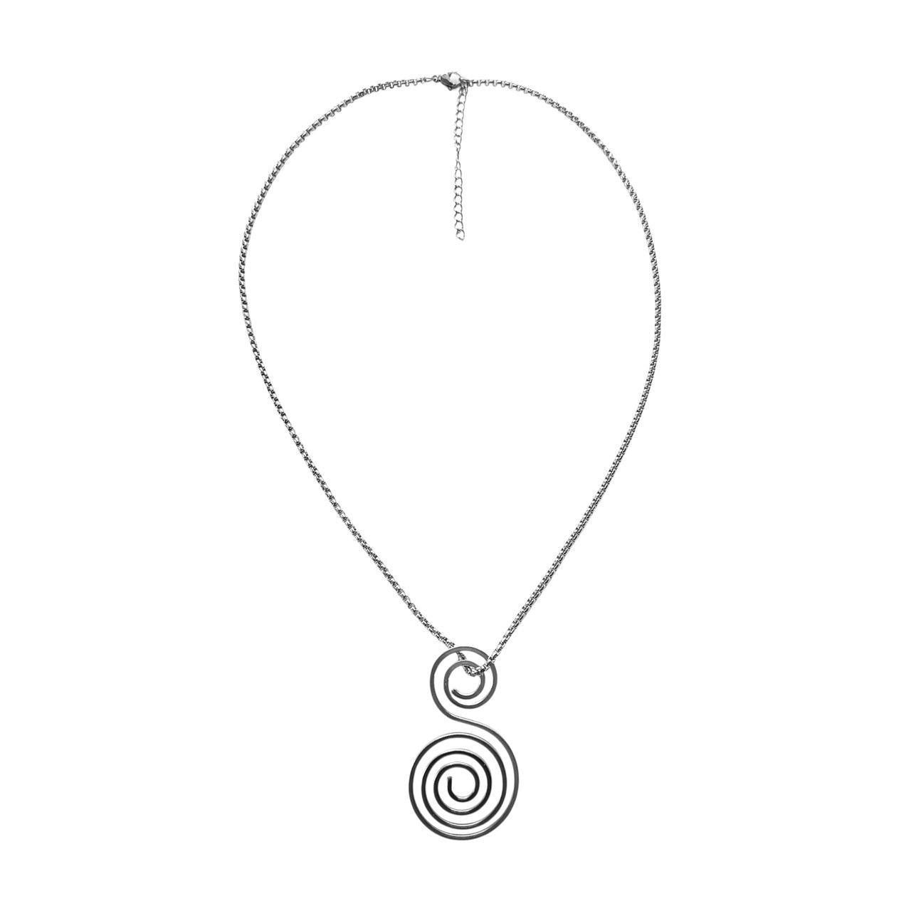 silver double spiral necklace