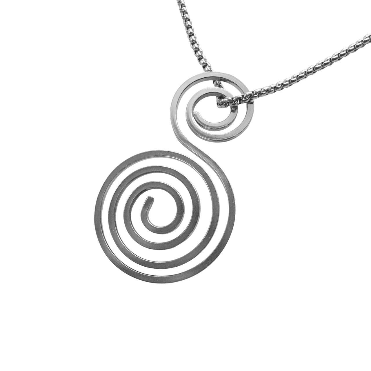 silver double spiral necklace