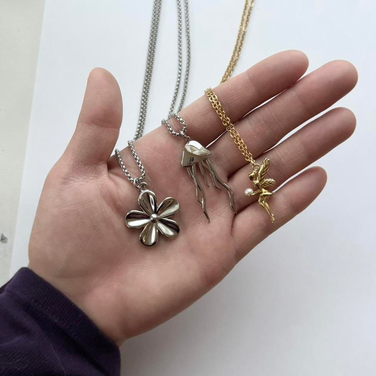 silver flower necklace
