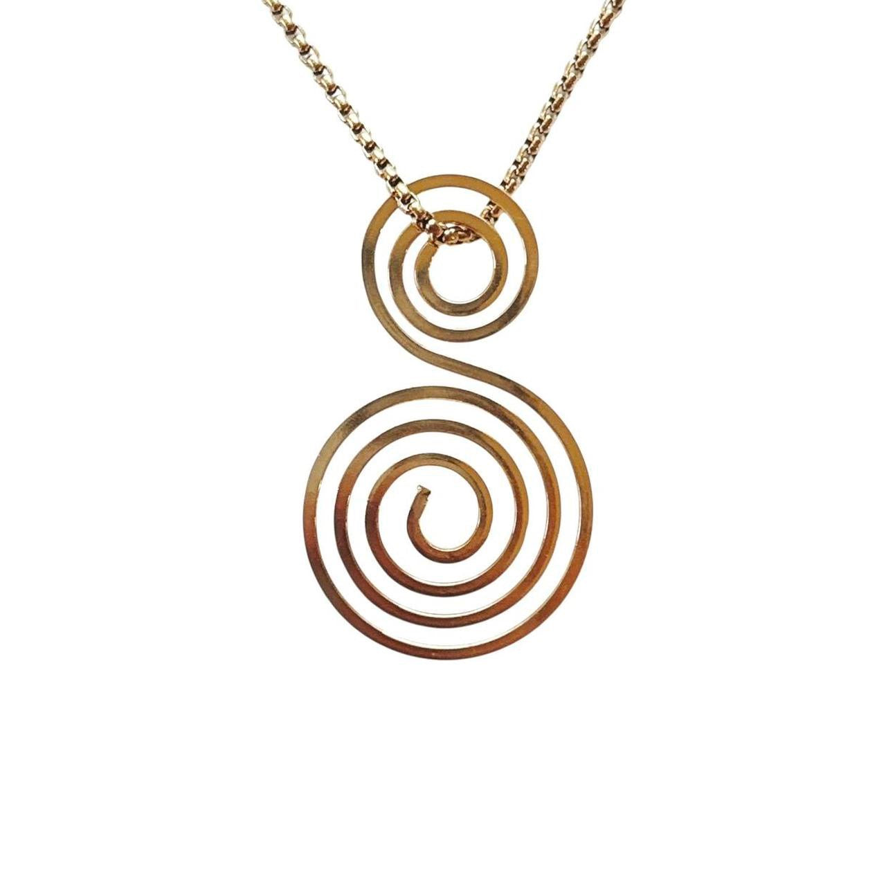 gold double spiral necklace