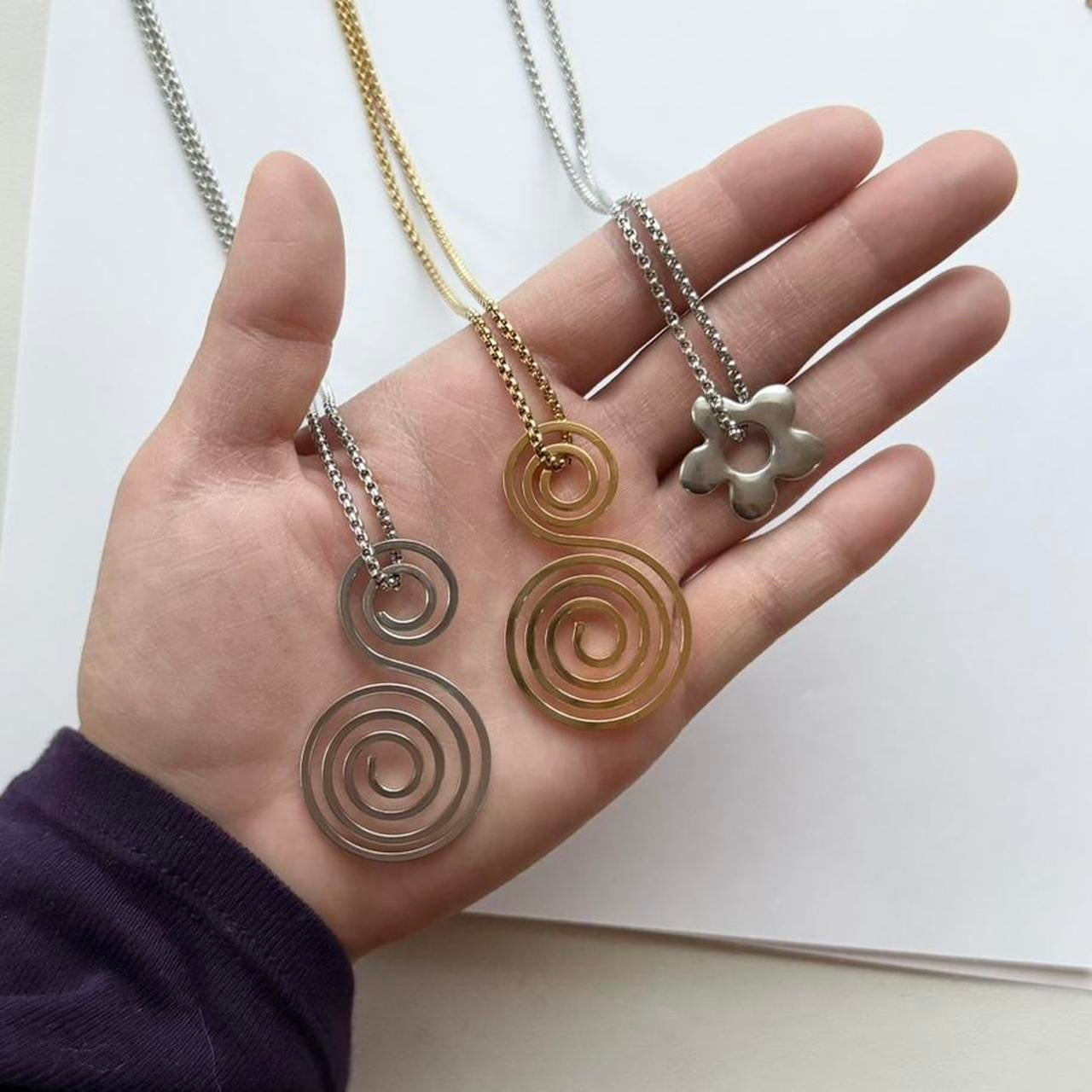 gold double spiral necklace