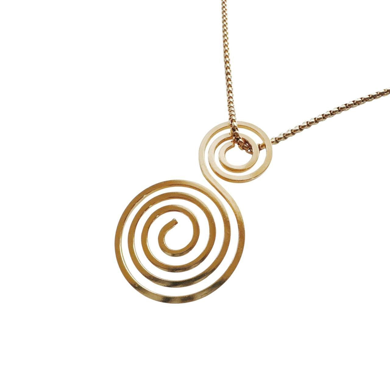 gold double spiral necklace