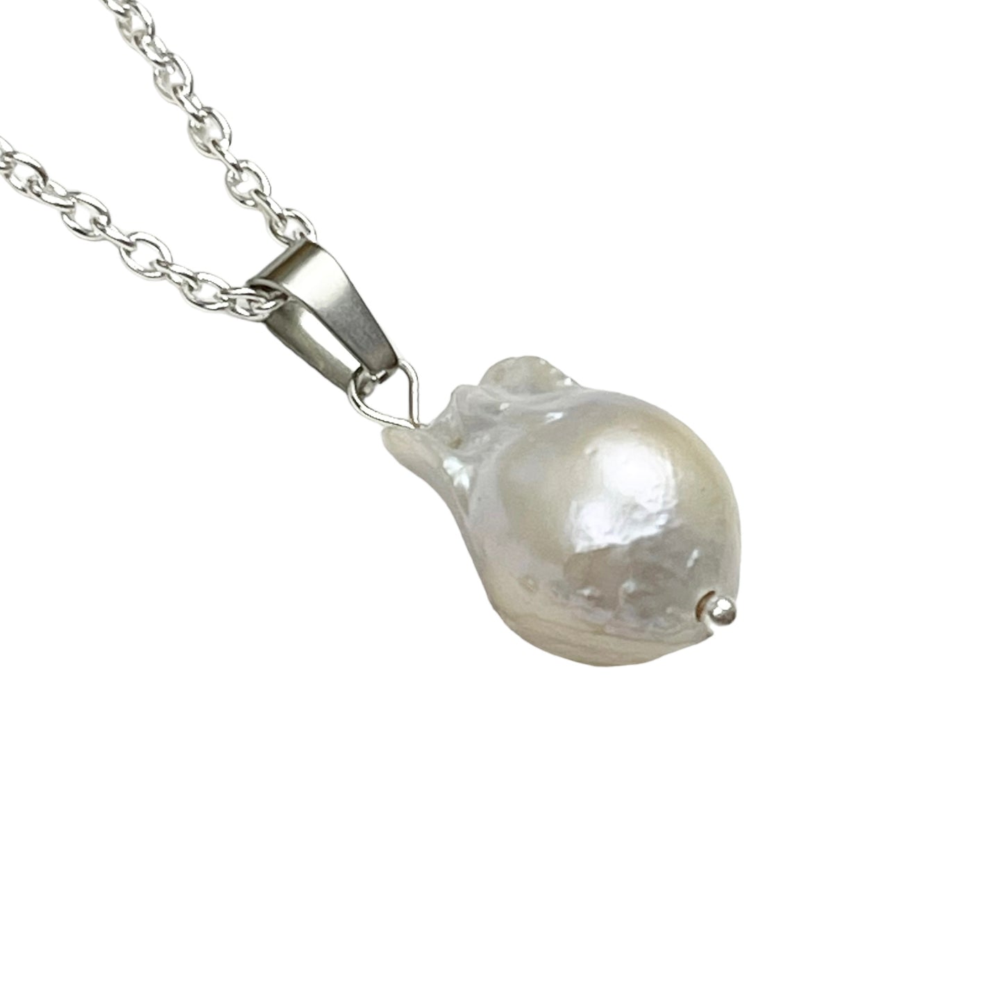 Silver Large Baroque Pearl Necklace