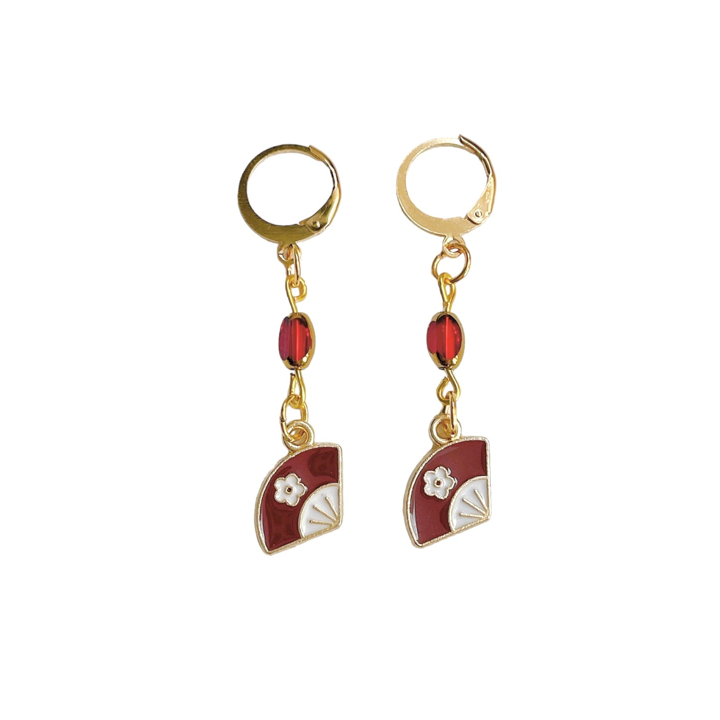 Red & Gold Fan Earrings