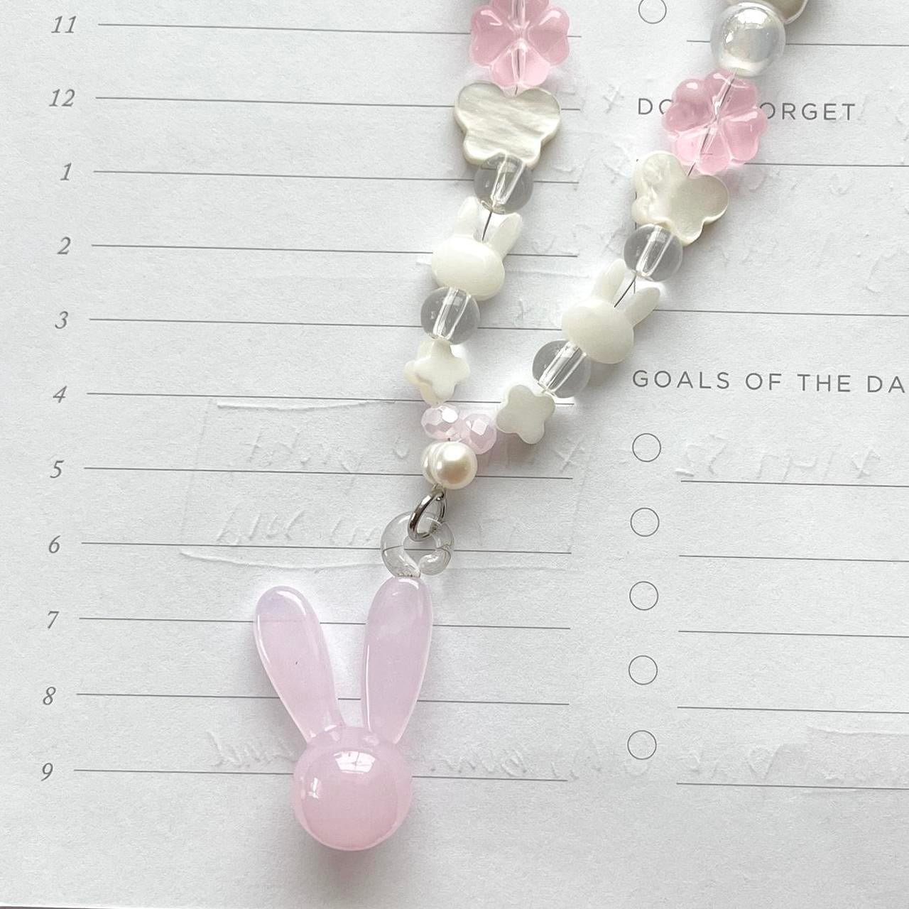 Pink Glass Bunny Necklace