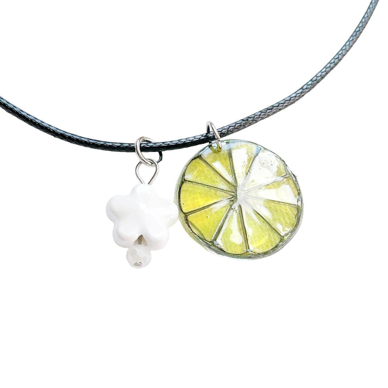 Lime Slice Corded Necklace