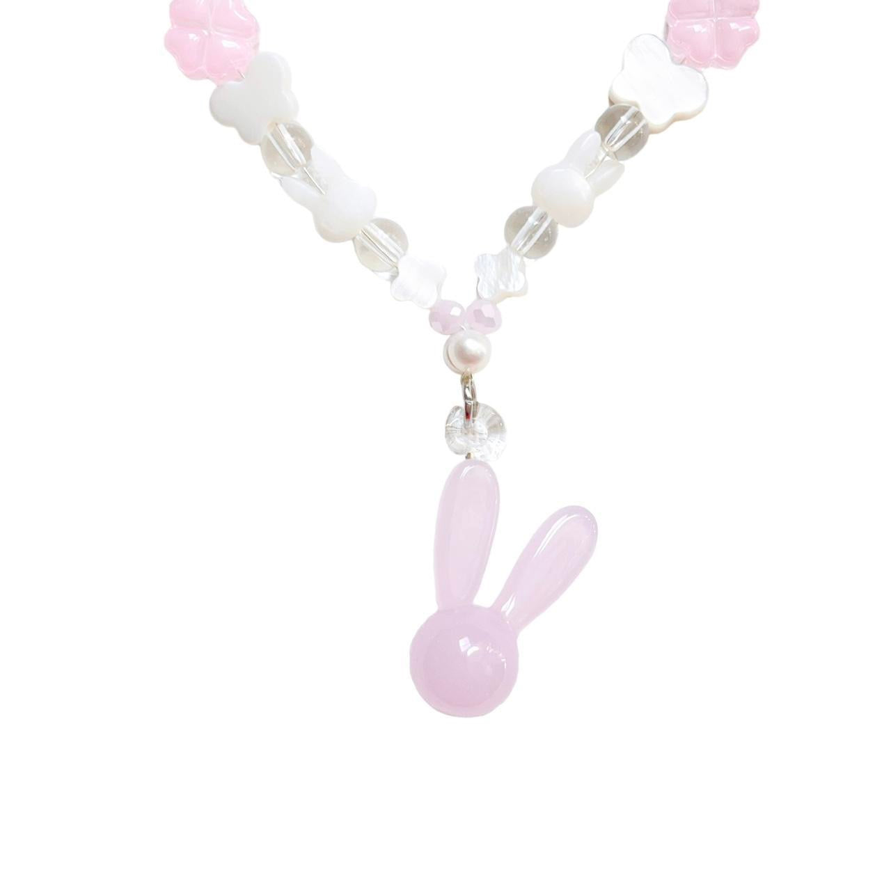 Pink Glass Bunny Necklace