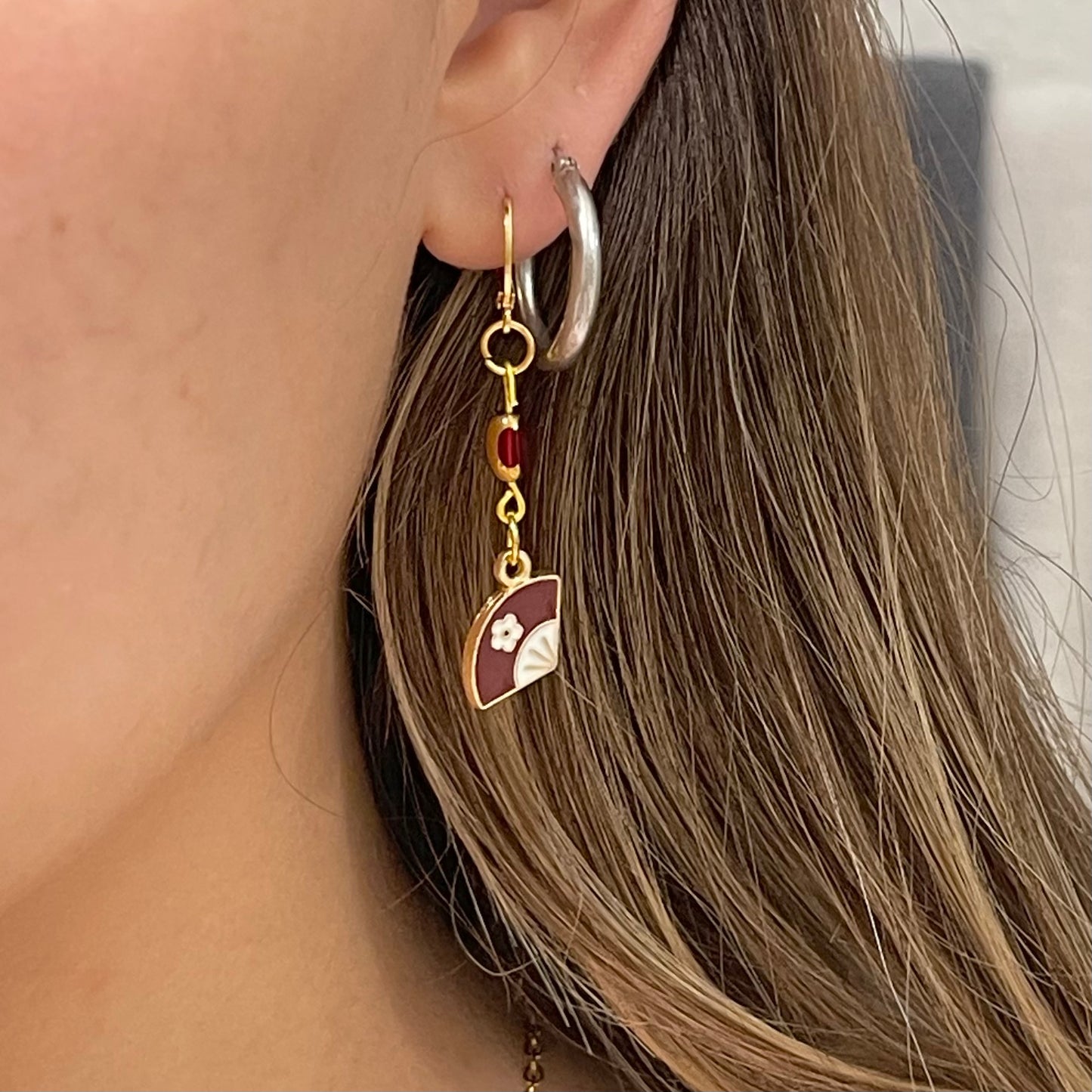 Red & Gold Fan Earrings