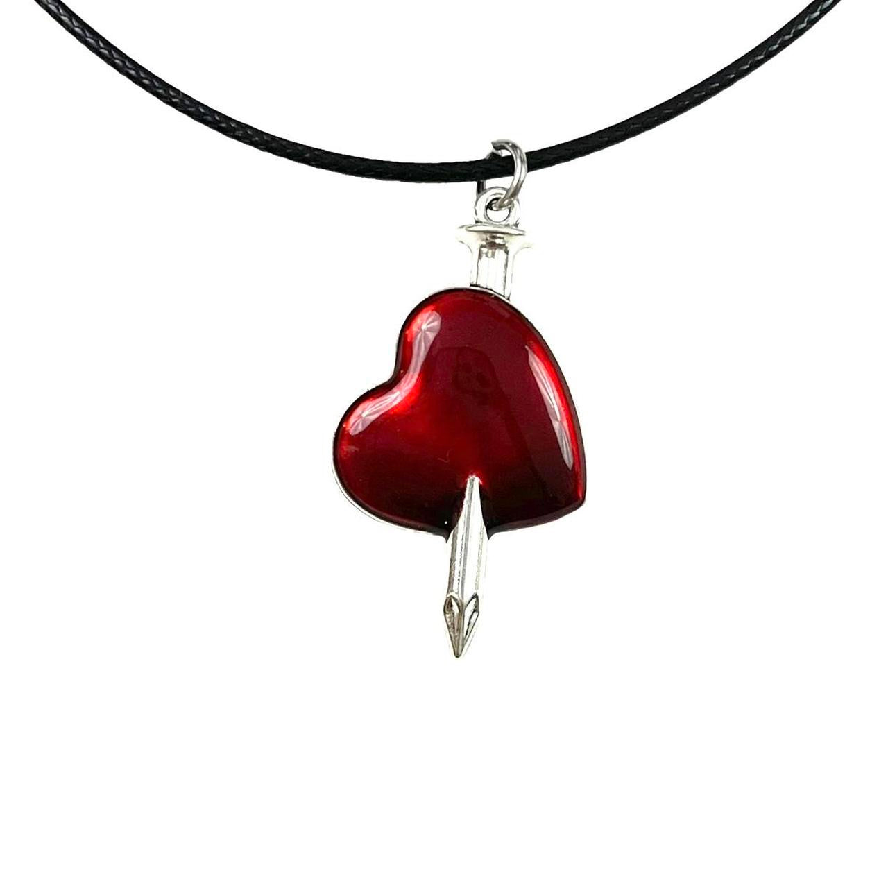 Red Heart Sword Necklace