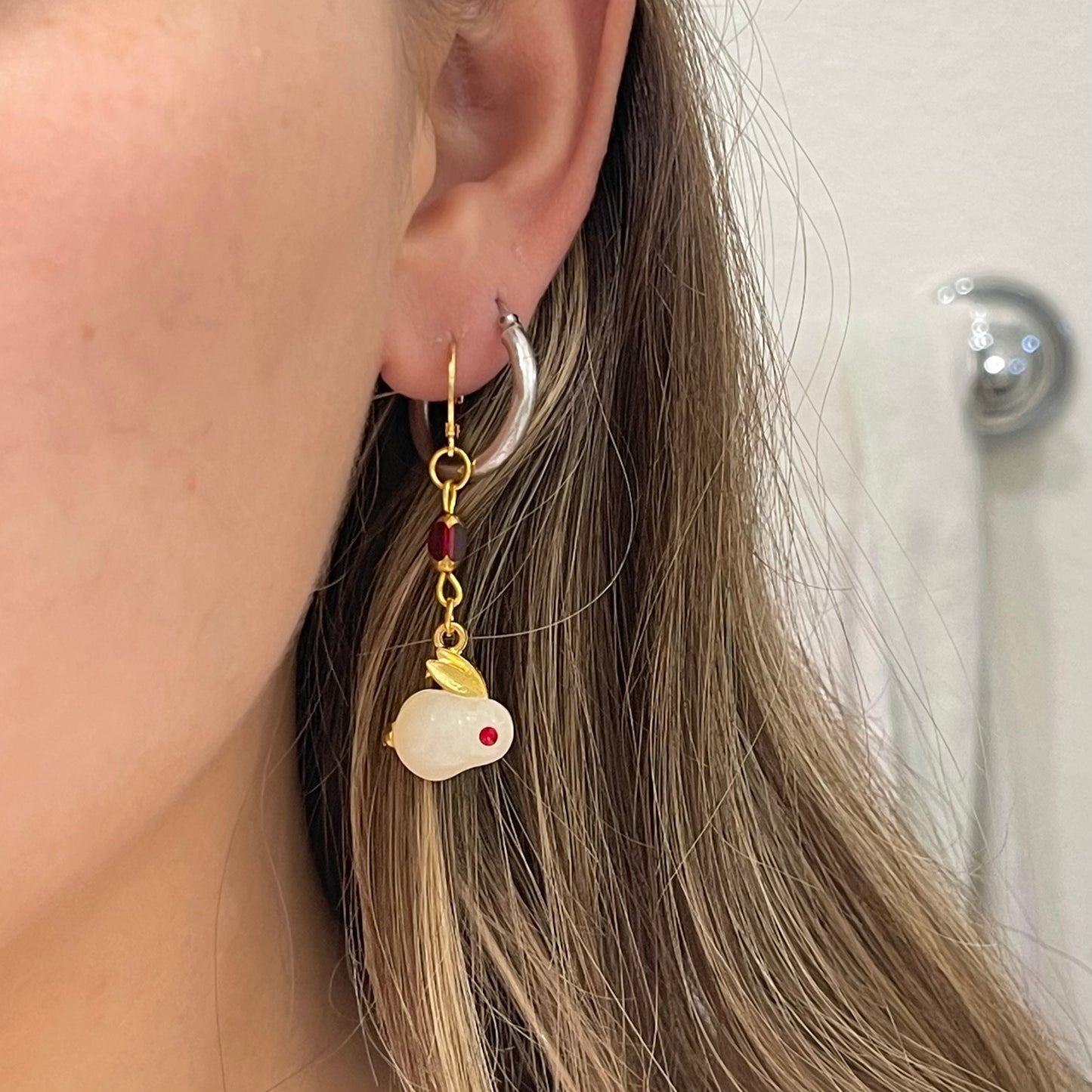 Red & Gold Rabbit Earrings