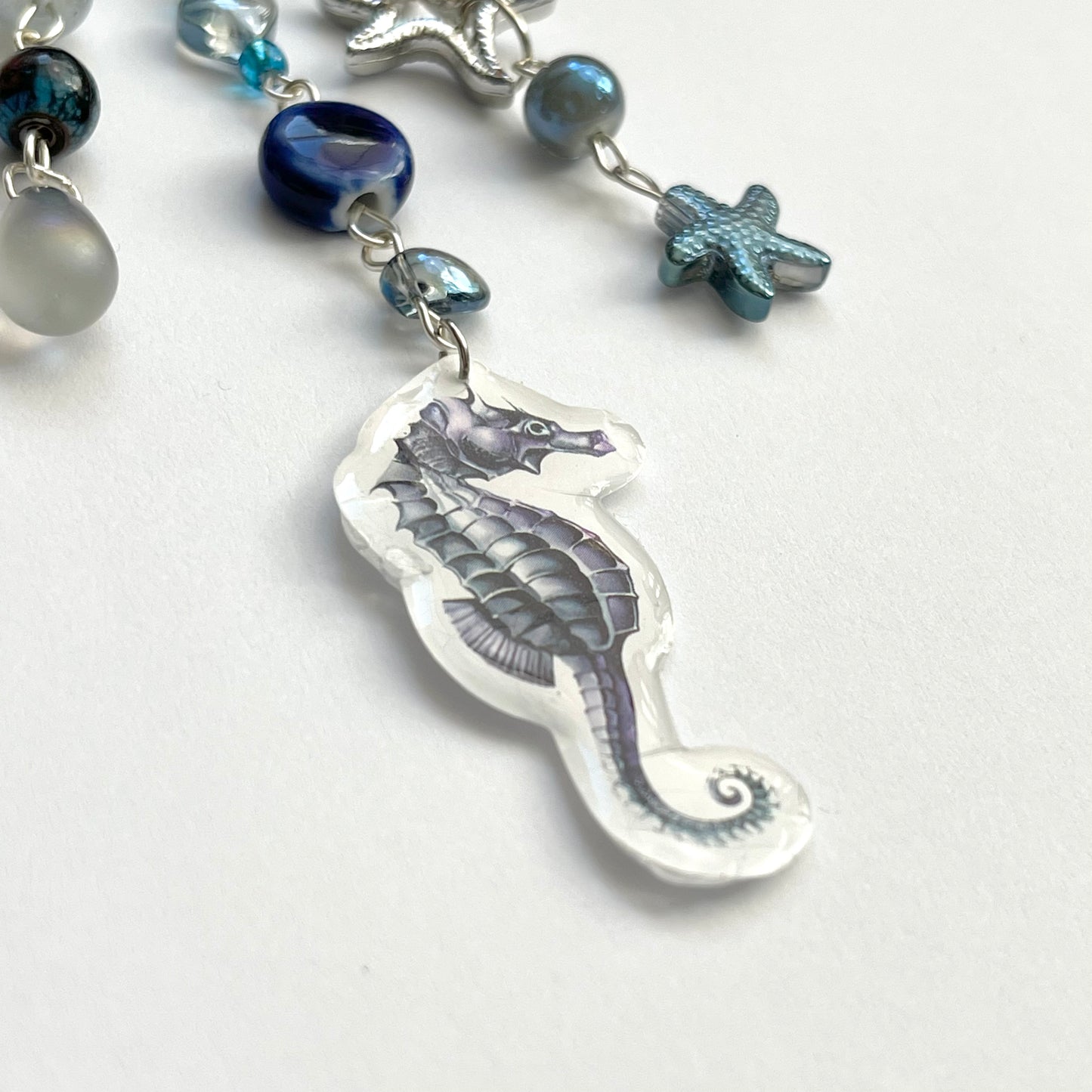 Blue Seahorse Keychain